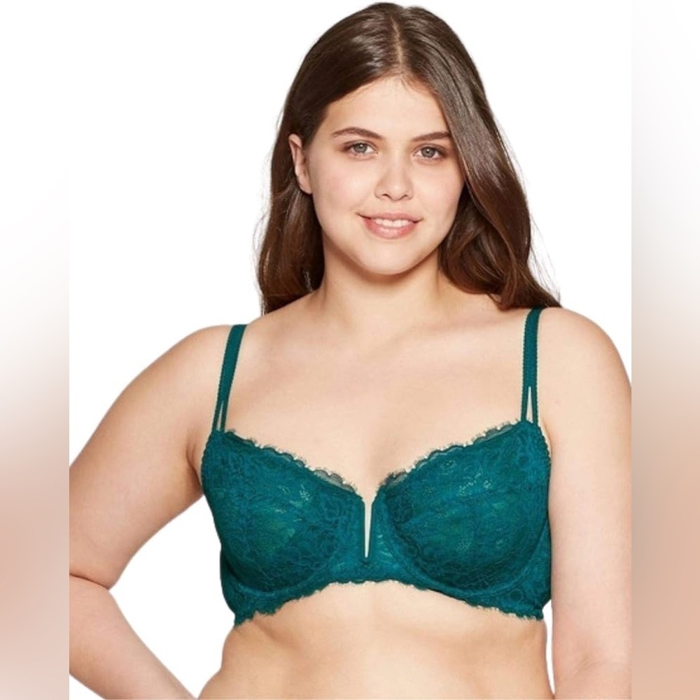 Auden Women's Emerlad Green Lace Unlined T-Shirt Bra Size 38C